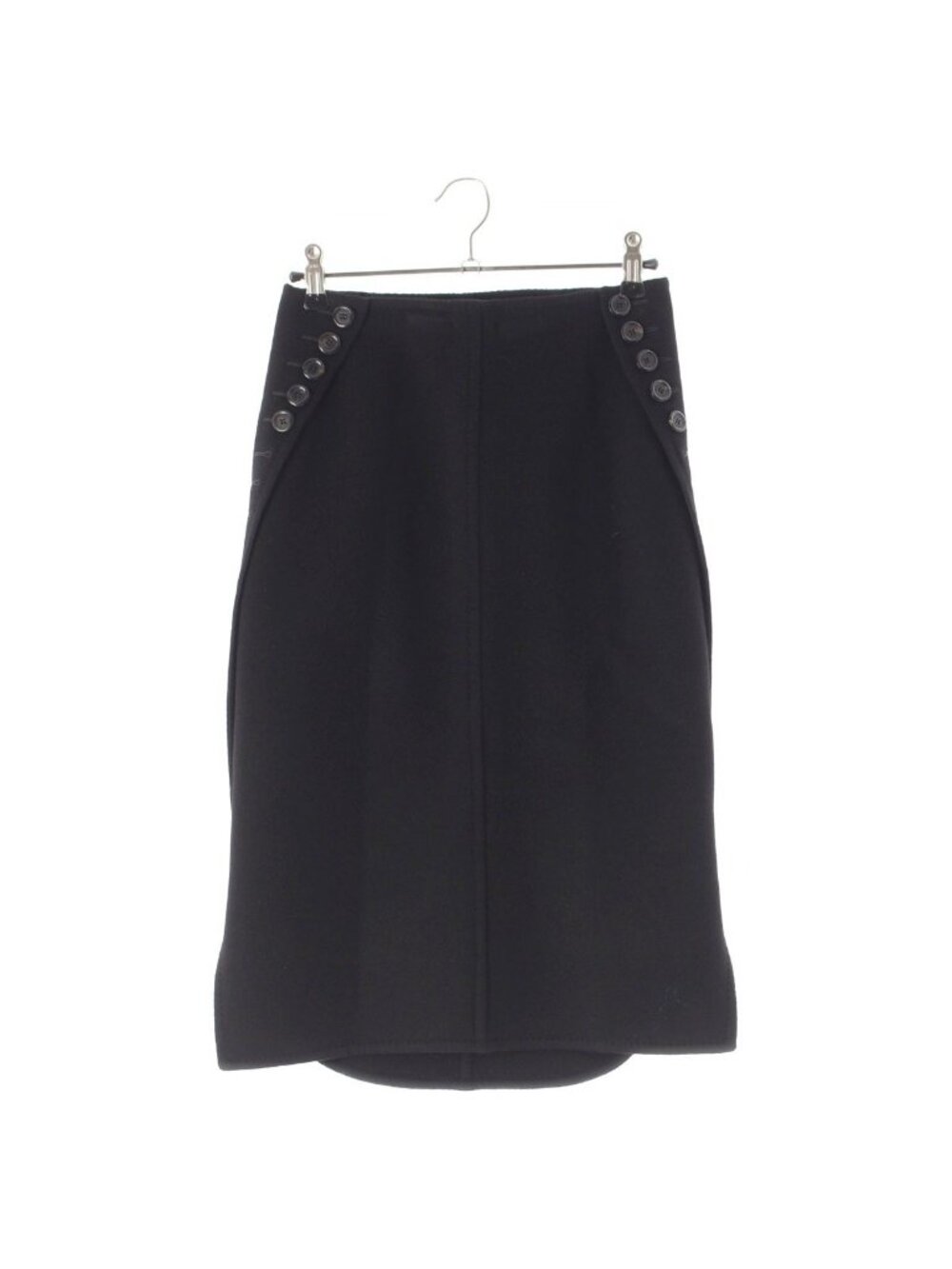 Louis Vuitton Cashmere Side Button Melton Fitted Skirt Black 34